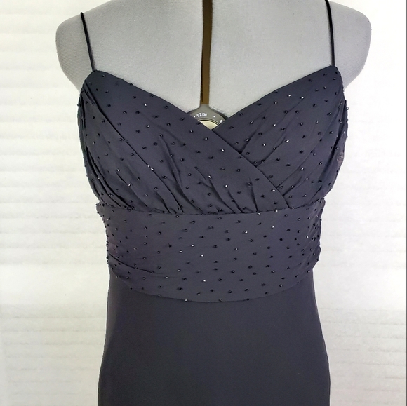 Vtg 90s Eliza J silk beaded evening slip dress 10P - Picture 4 of 6